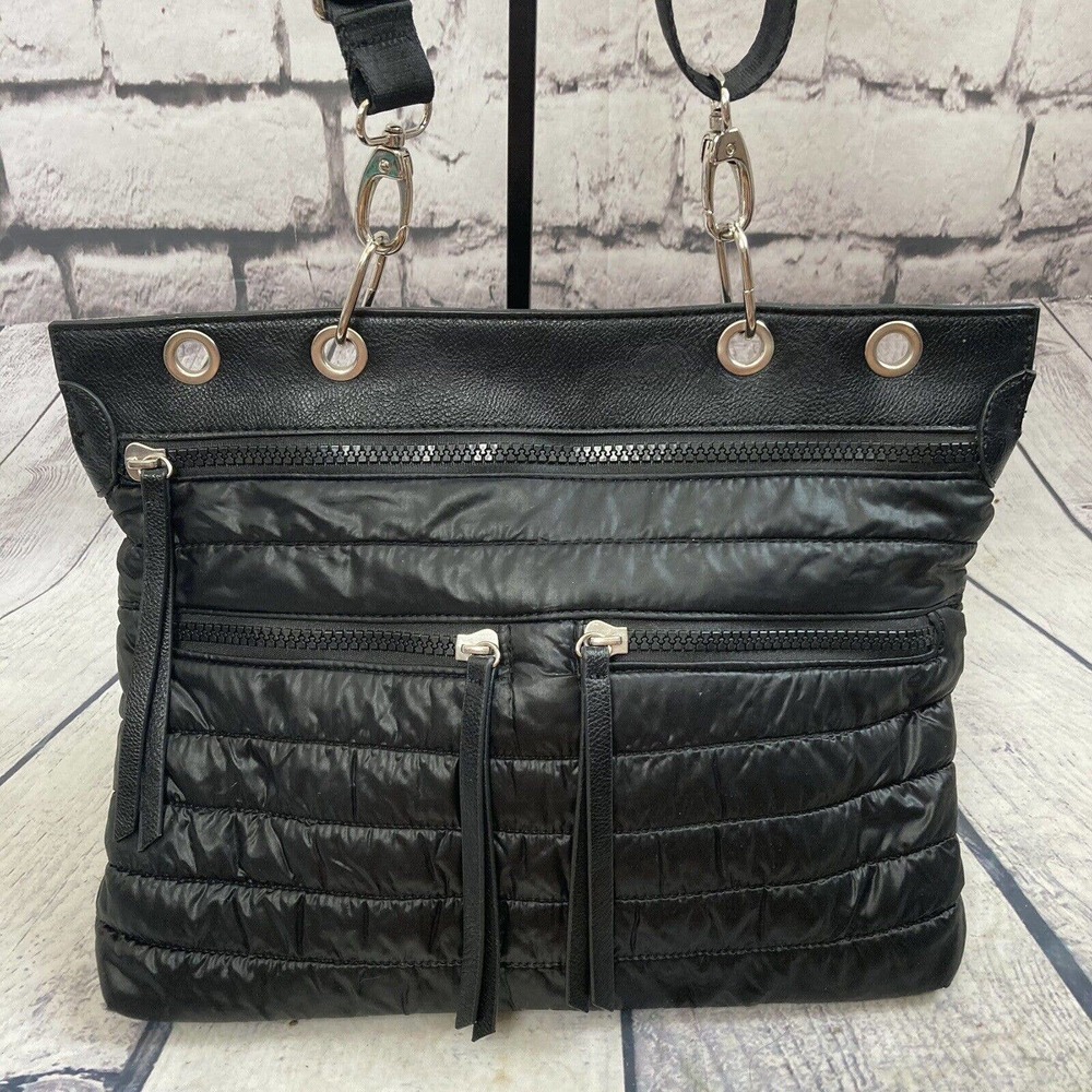 Sondra Roberts Squared Crossbody Quilted Black Handbag Medium Adjustable Strap - Picture 6 of 14